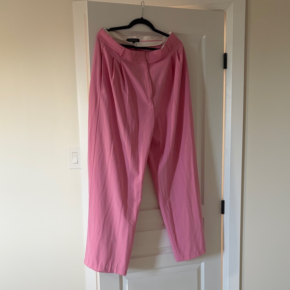 Dynamite Pink High-Rise Wide Leg Trousers